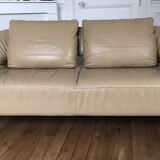 Léolux sofa in beige leather/cream new