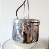 Sheffield Silver Ice Bucket in silver metal with hinged lid