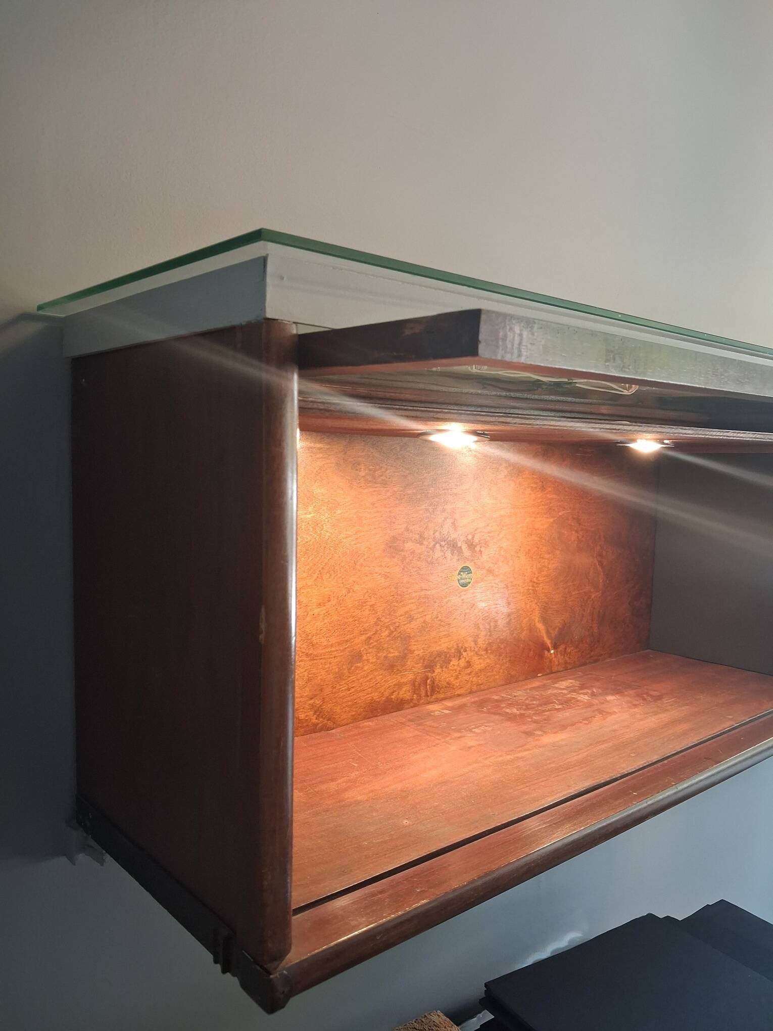 vitrine - coffre en bois et verre