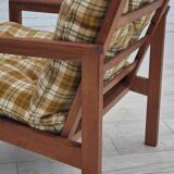 1970s, Danish lounge chair, original condition, furniture wool fabric, teak wood.