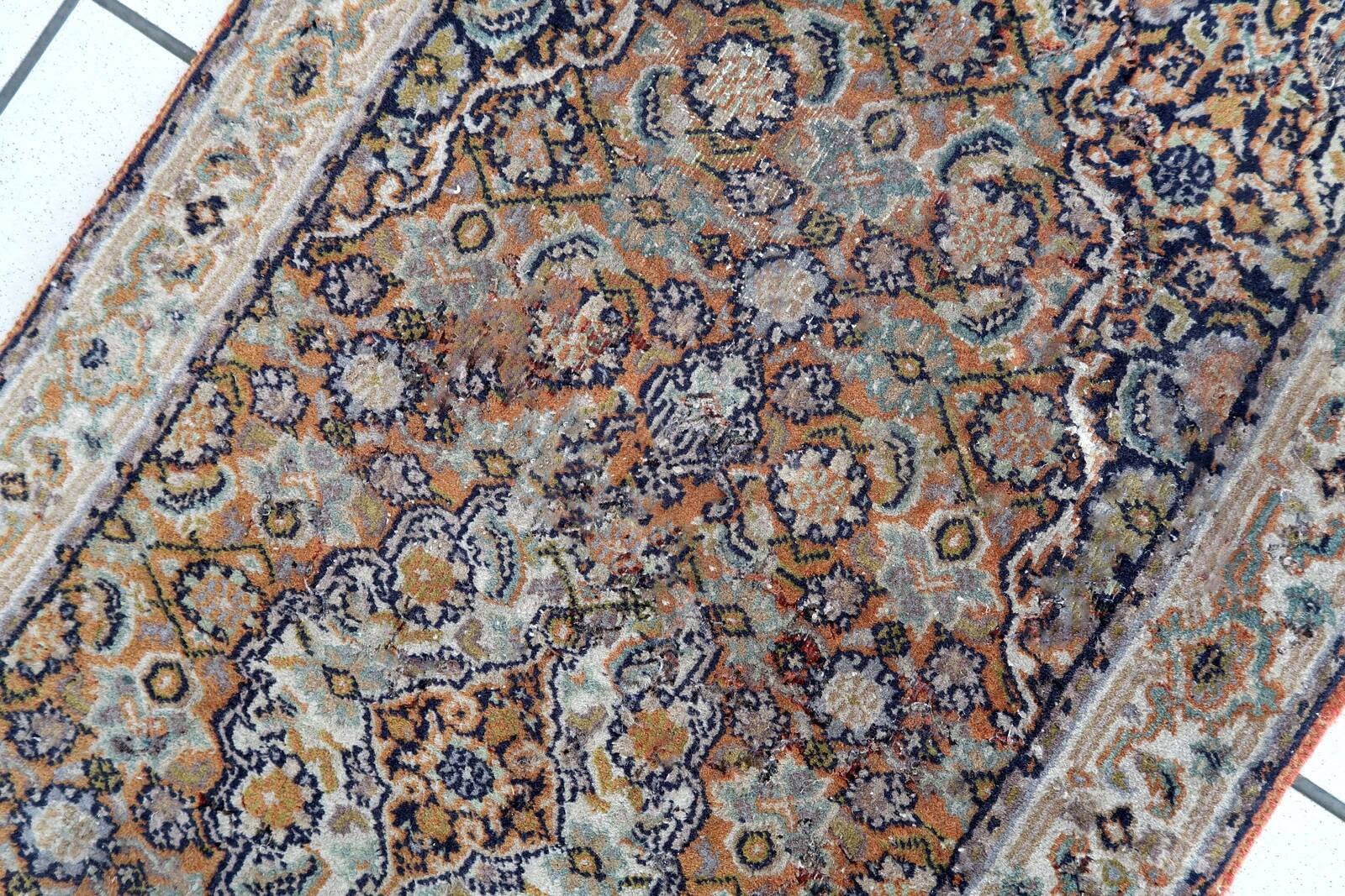 Tapis Vintage Indo-Tabriz en Laine (60cm x 177cm), Années 1970