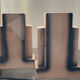 Pair of Skycraper Art Deco vases in glazed ceramic