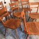 Set of 6 vintage solid wood chairs with compass legs 1960's