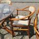 Rattan garden furniture, table, chairs and armchairs