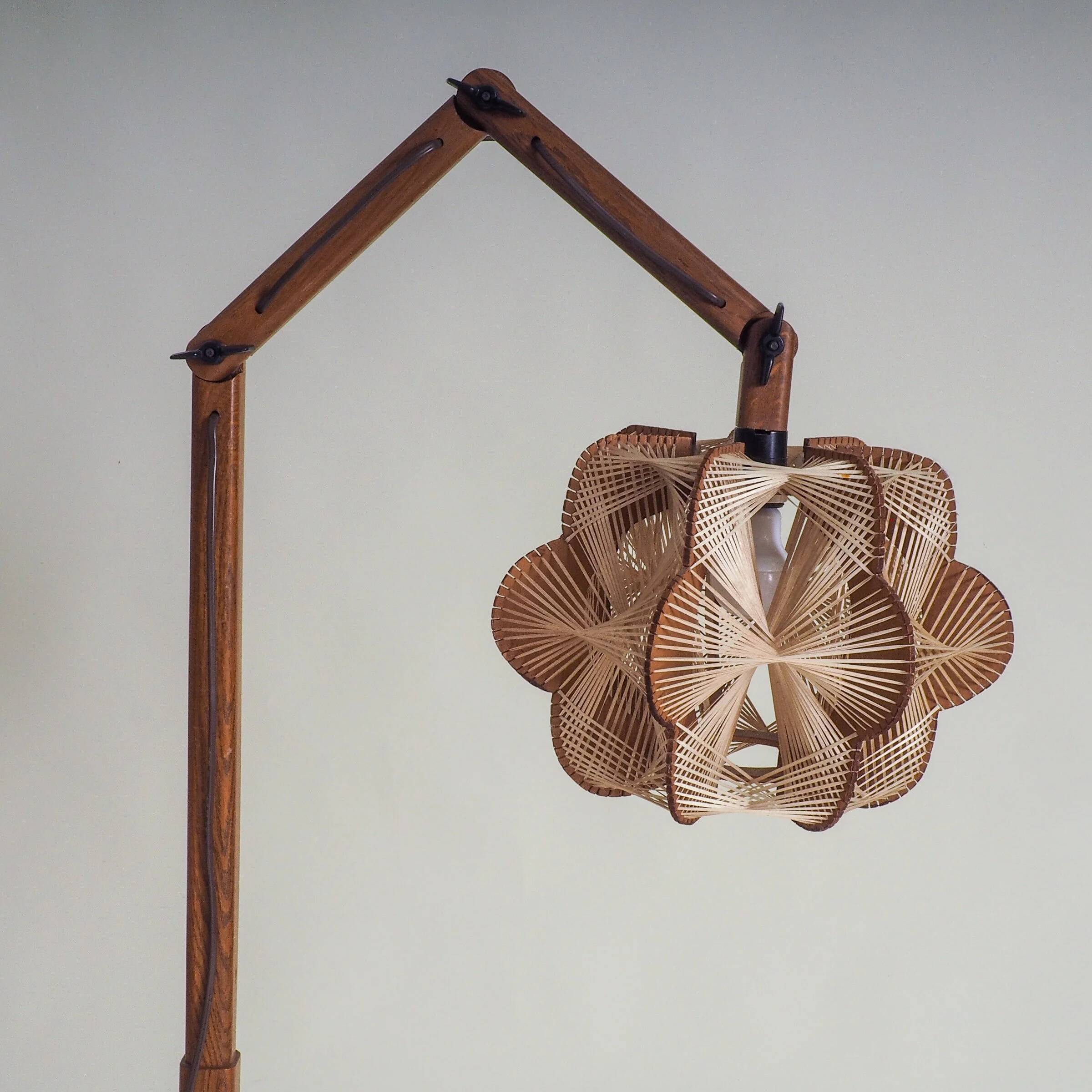Vintage Danish floor lamp with woven shade