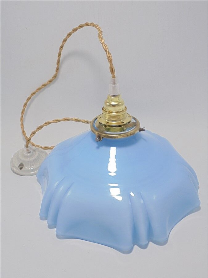 Blue opaline hanging lamp