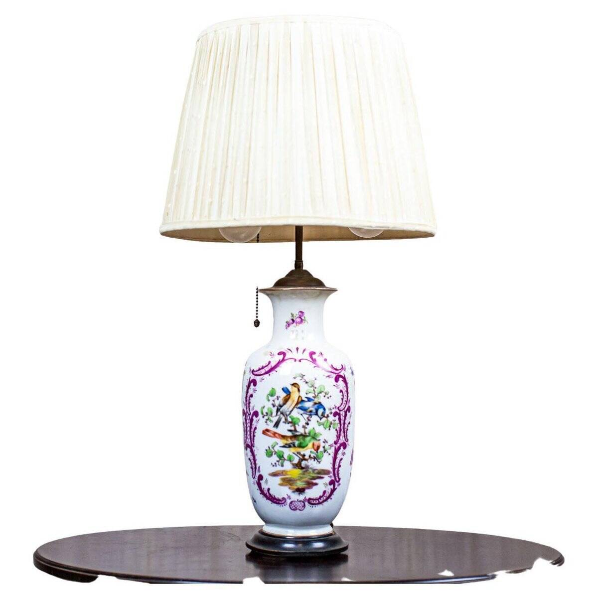 Vintage Electric Table Lamp with Decorative Ceramic Base, 1940s