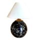 Wood trompe-l'œil lamp, 2 m fabric cable, cotton shade