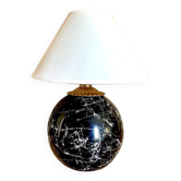 Wooden trompe-l'œil lamp, 2 m fabric cable, cotton shade