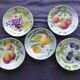 5 old dessert plates decorated with saint clement's dabbling fruit
