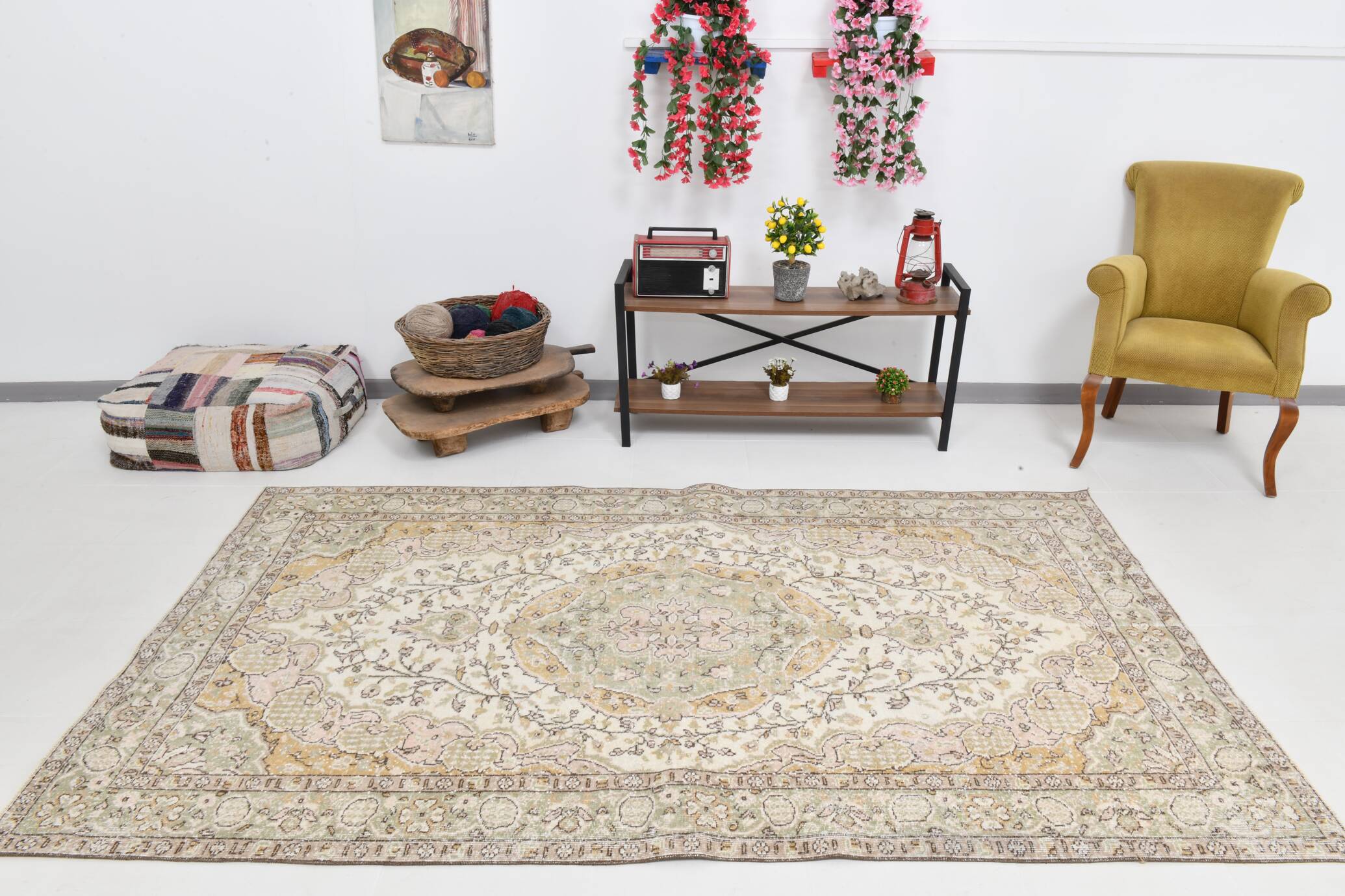 Cream & Beige Antique Turkish Rug 163x267Cm SK 21968