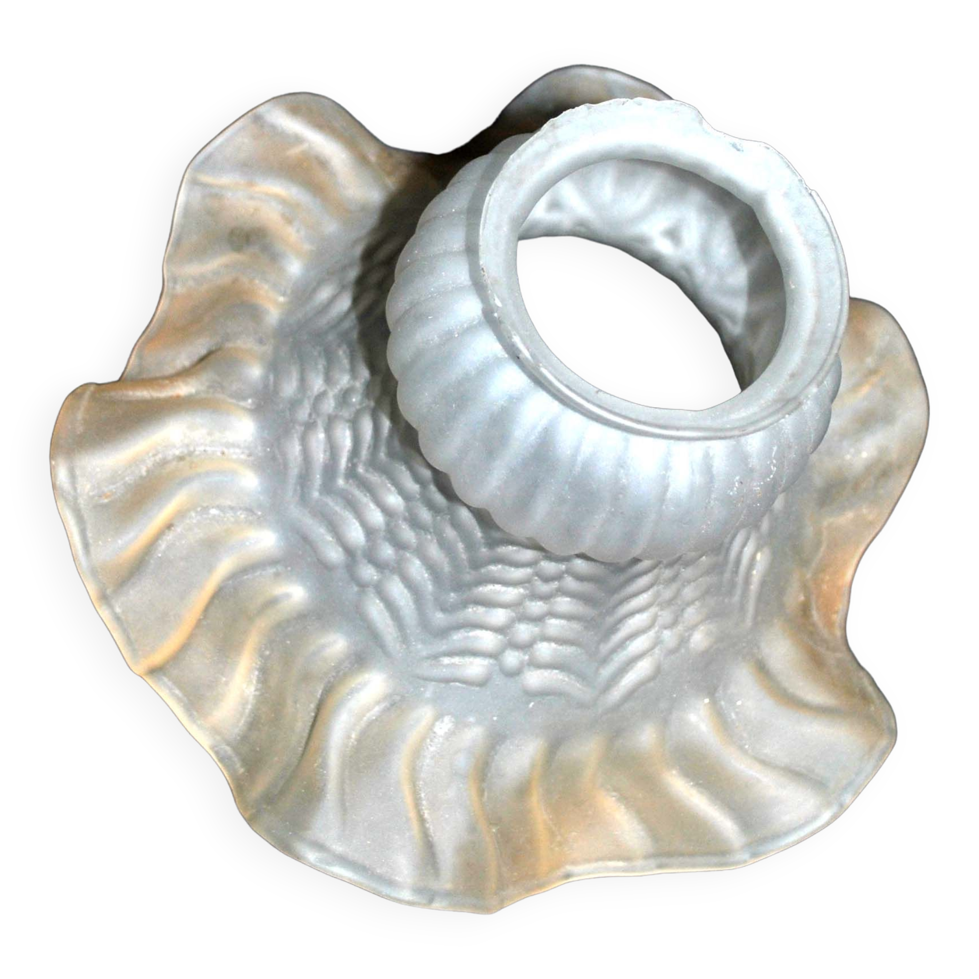 Lamp glass ART DECO - tulip cup in frosted glass molded basketry