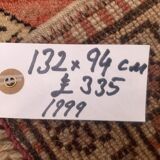 Old turkish rug 132x94 cm old vintage carpet ushak pink beige blue