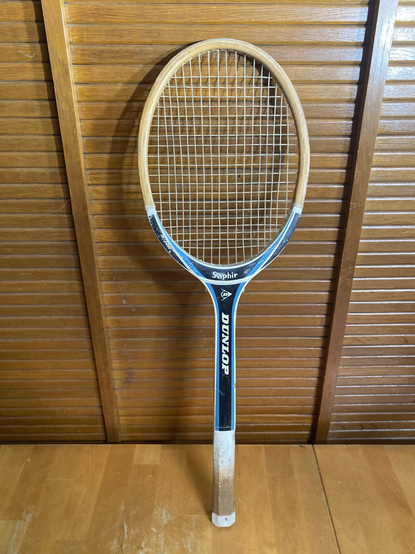 Vintage dunlop saphir wooden tennis racket + dunlop vintage cover #e