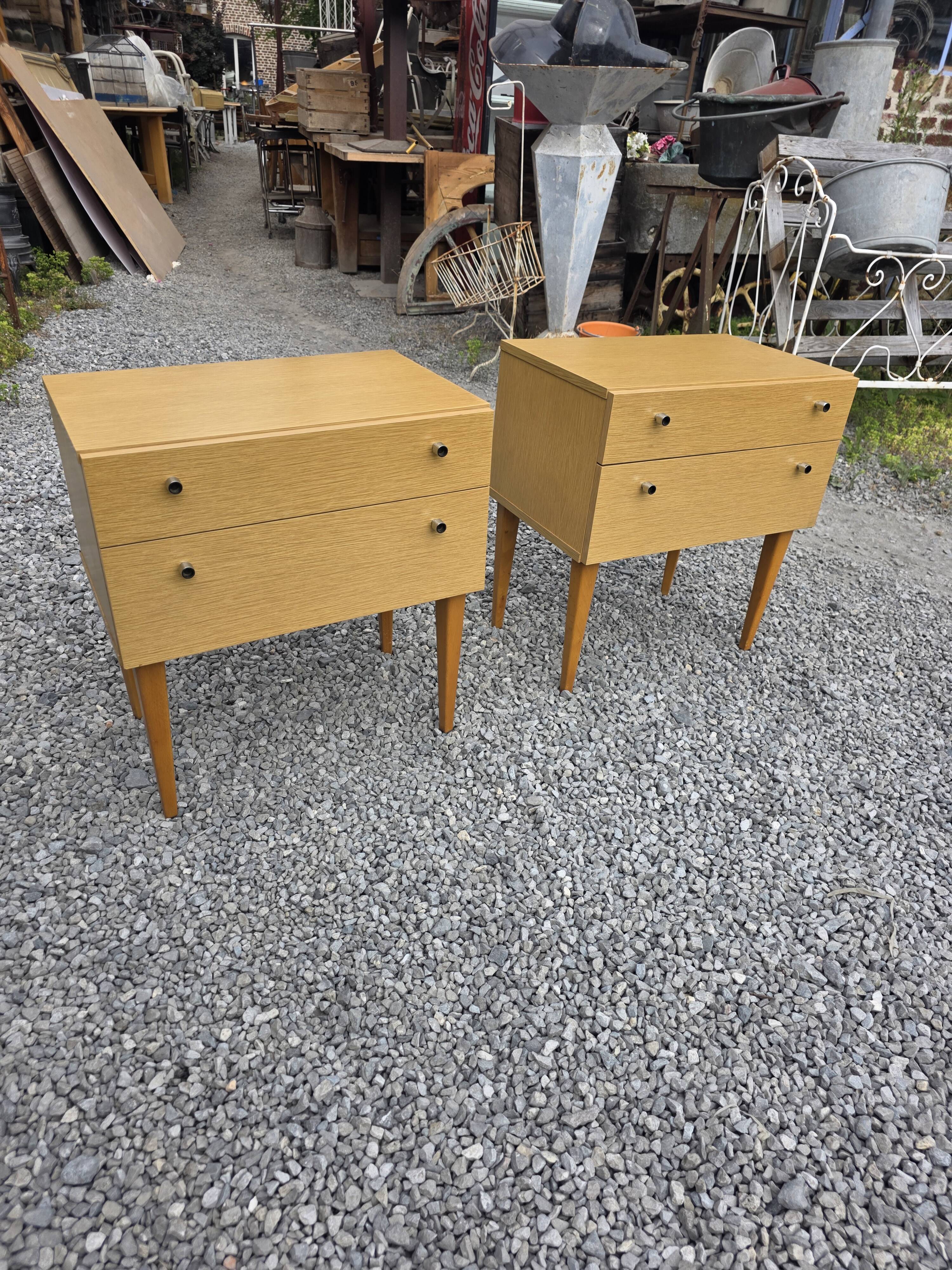 Pair of Scandinavian oak bedside tables from the 1960s.