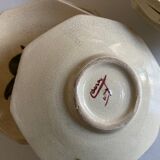 Set of 6 plates in mid-century fruit glazed clay