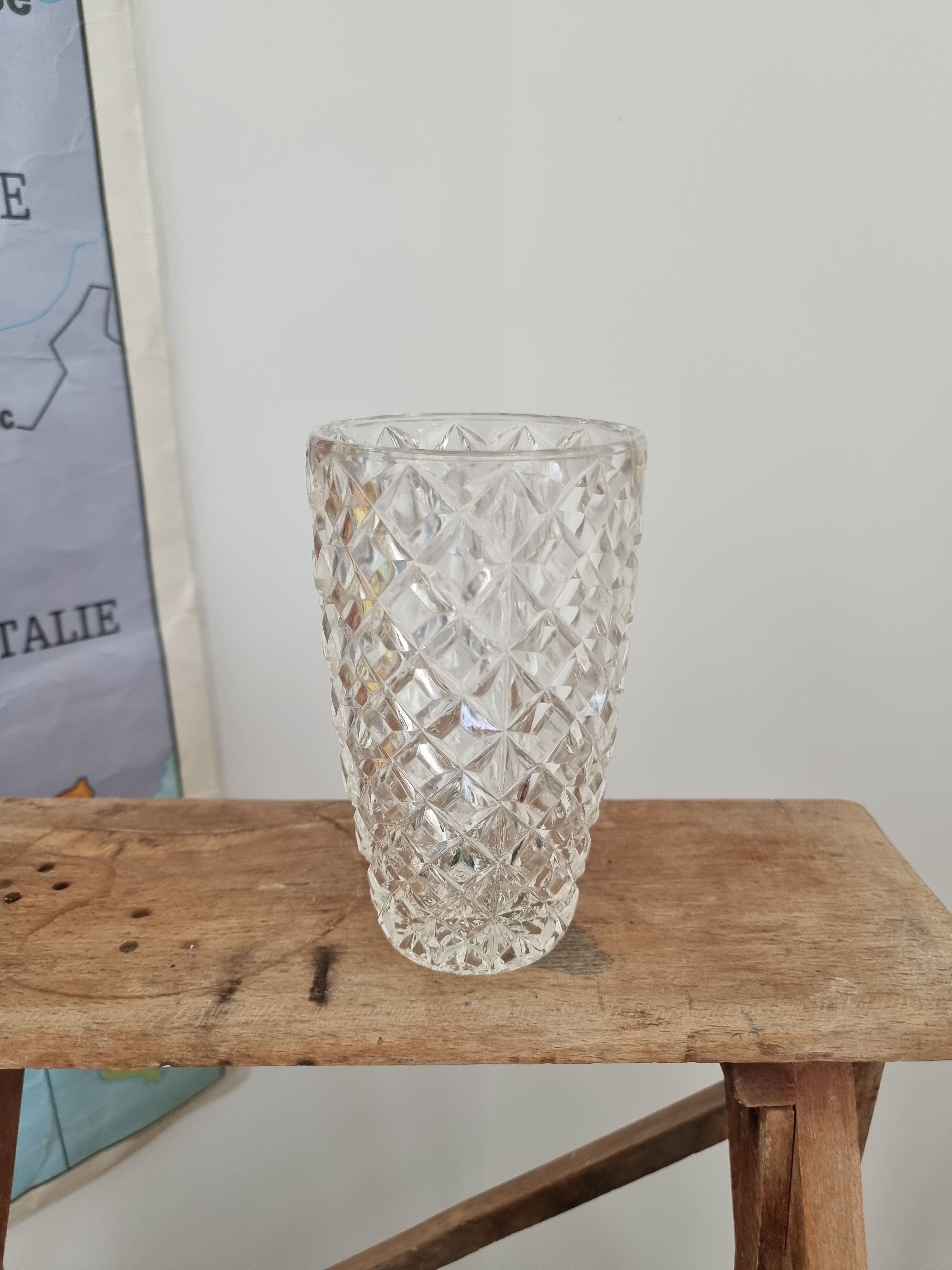 Chiseled glass vase