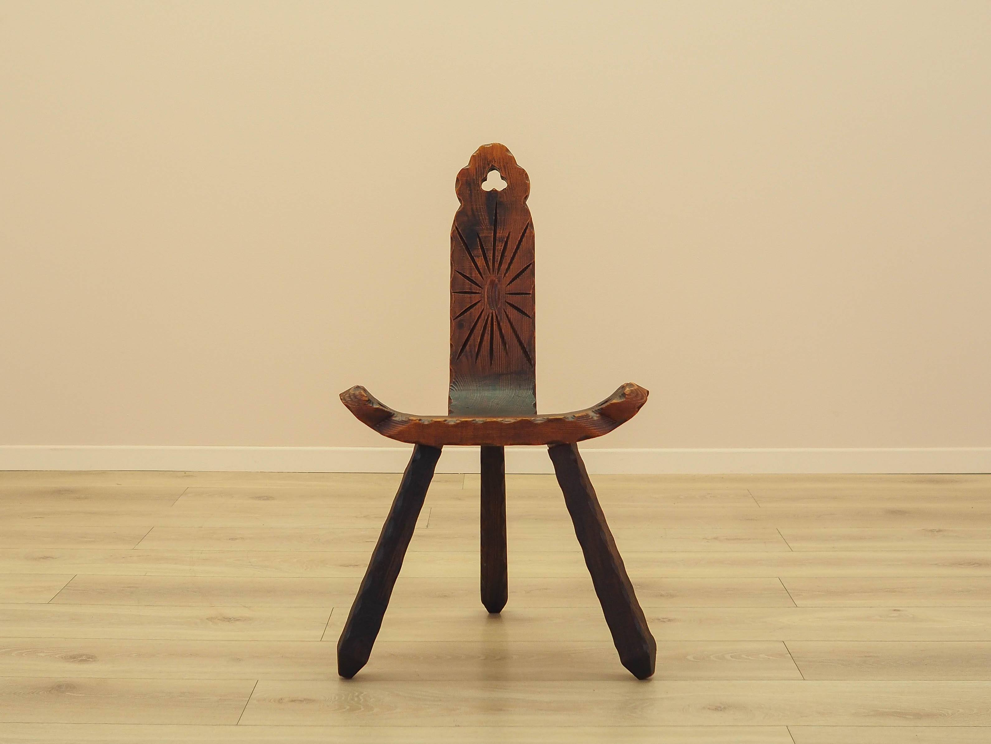Pine chair, brutalist design, 1950s, made in Spain