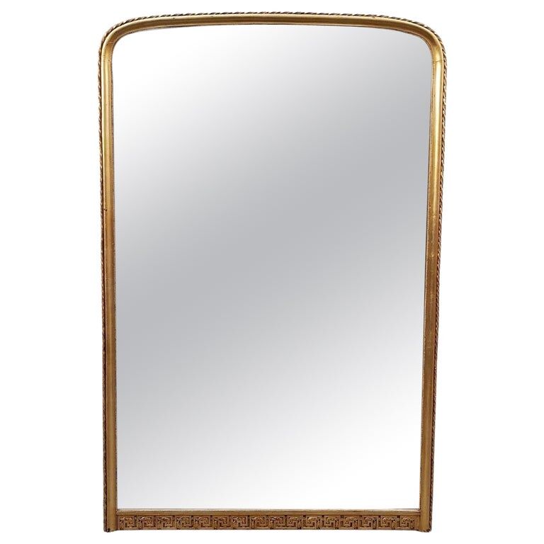 Miroir de cheminée doré, bois et verre, 19ème