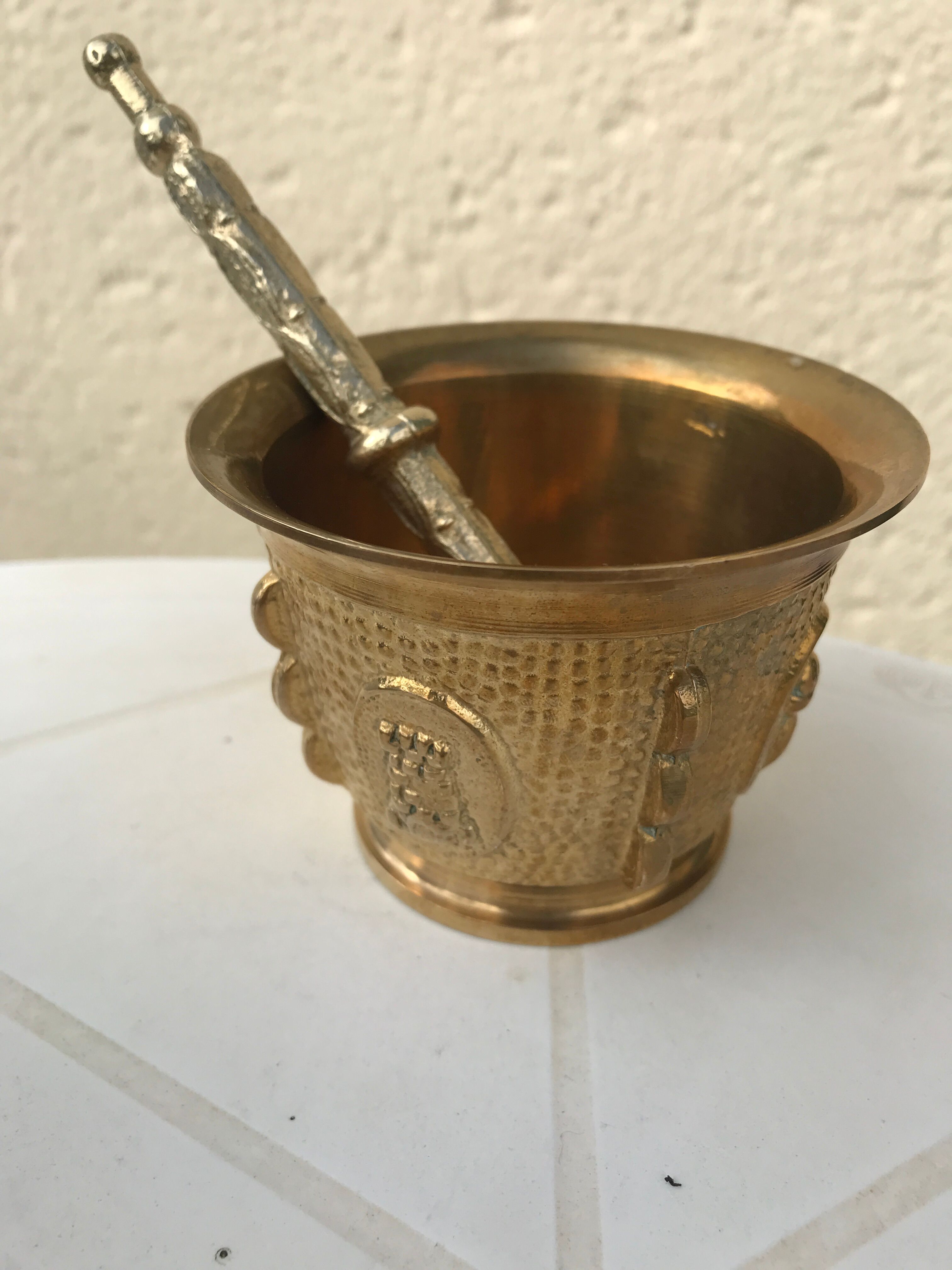 Mortar and its ancient bronze pestle