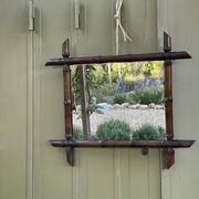 Vintage bamboo wall mirror – Handmade wooden frame