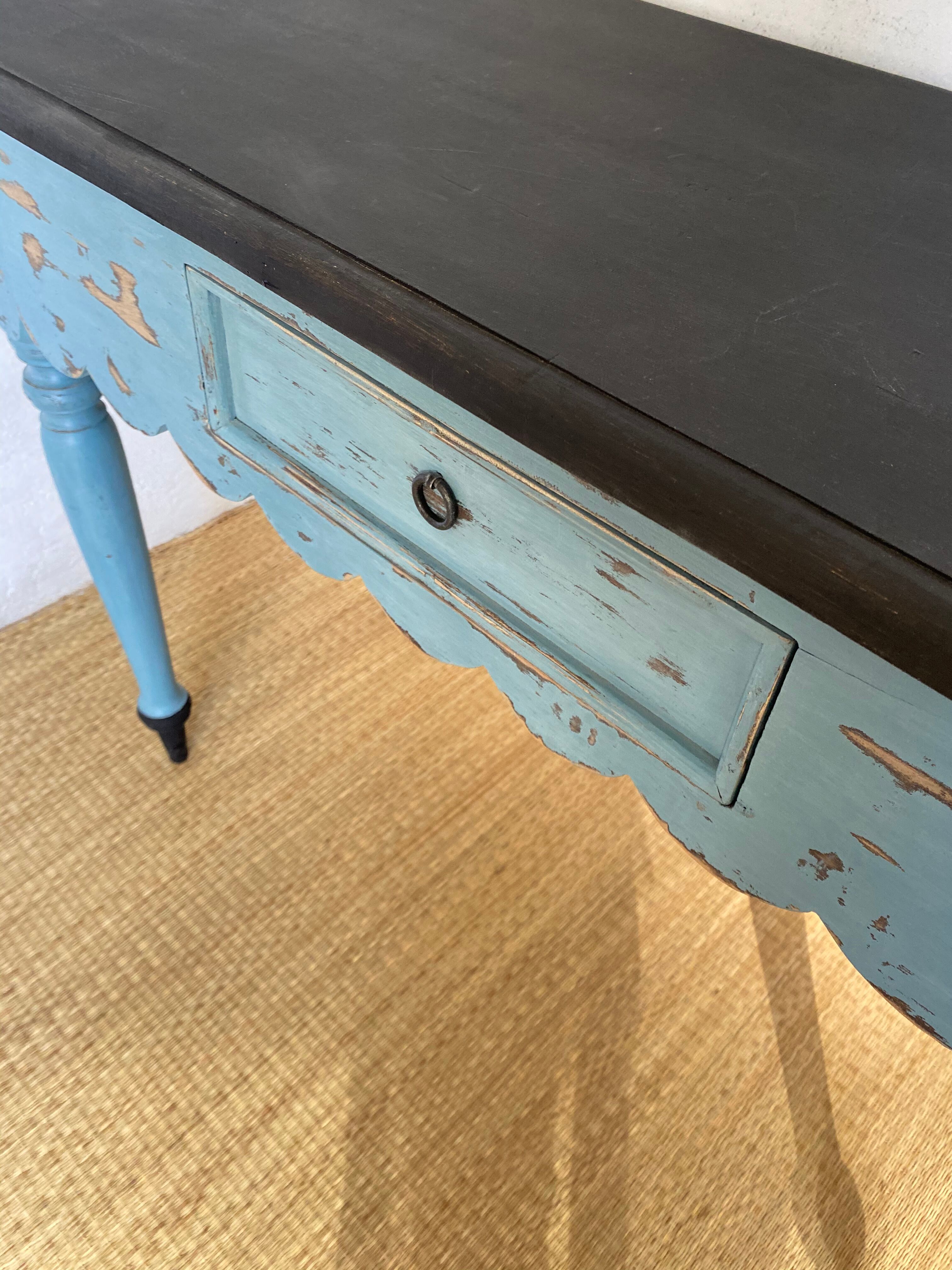 Scalloped console table