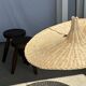 Large suspension, rattan luminaire in hat shape D:80cm