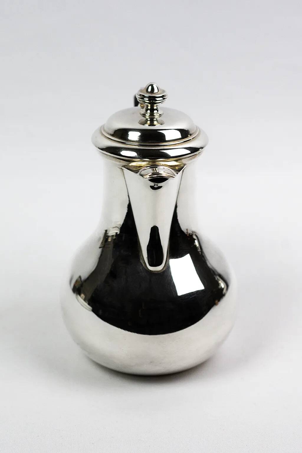 Christofle Gallia selfish coffee pot in silver-plated metal with a wooden handle