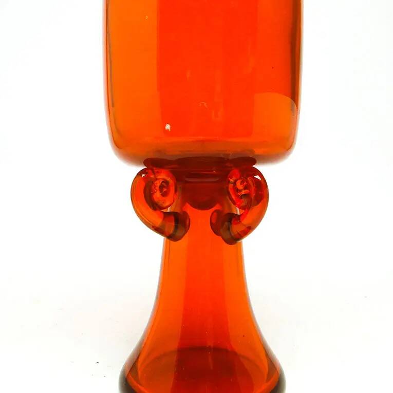 Modernism vase, orange glass, designed by J. Słuczan-Orkusz, Poland, 1970s