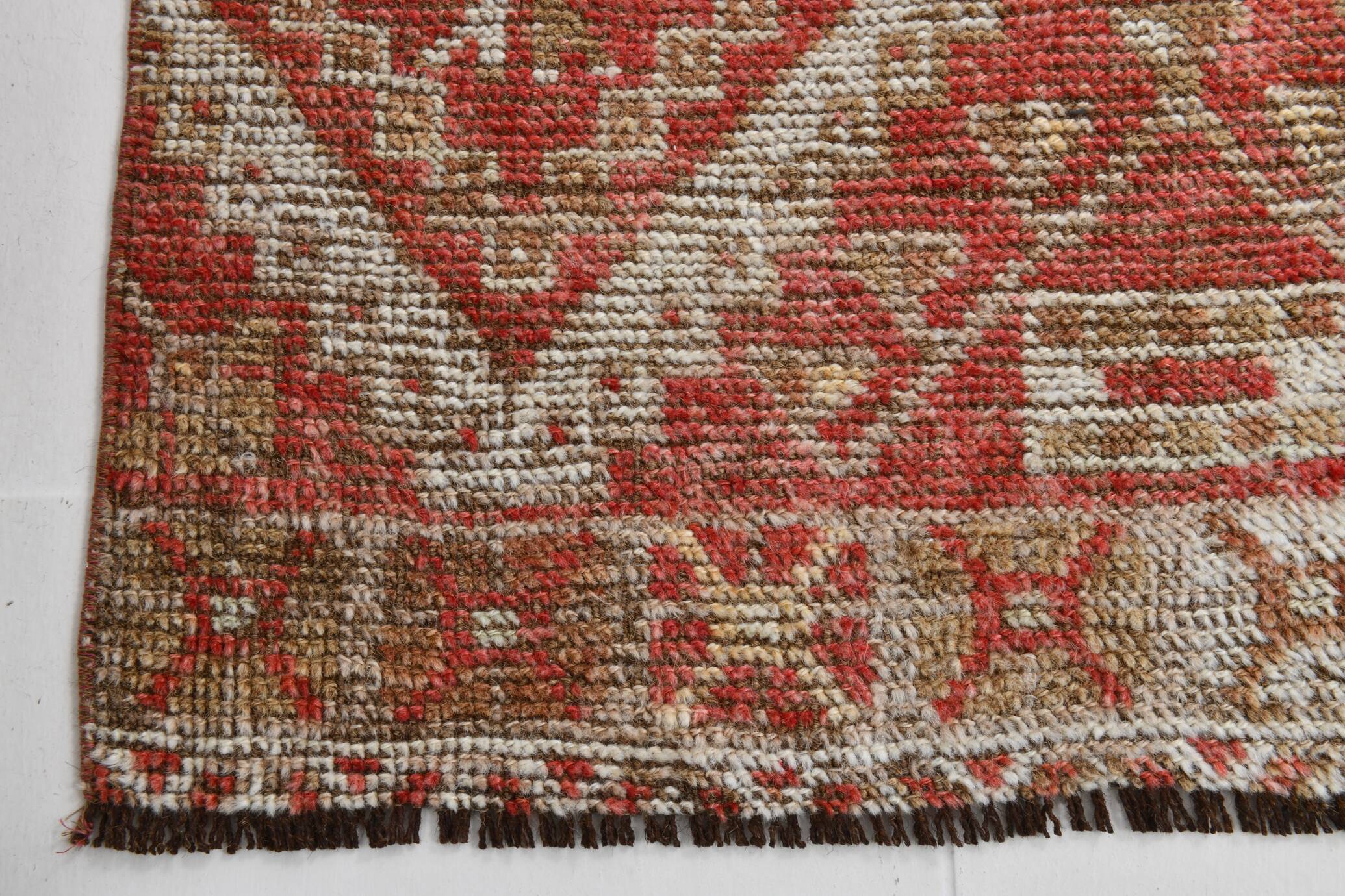 3x10 Turkish Pale Red & Beige Vintage Runner Rug, 90x303Cm