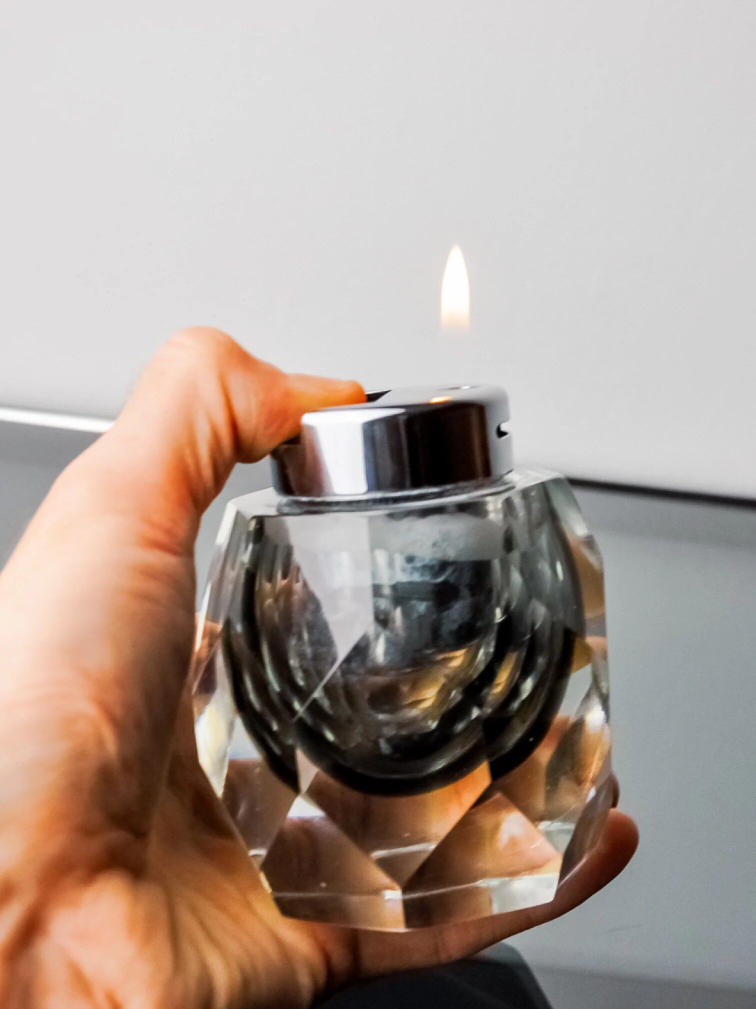 Faceted Sommerso lighter by Seguso, Murano, Italy, 1970s