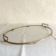Oval serving tray in glass and brass, late 19th - early 20th century