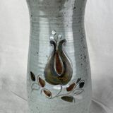 Très grand pichet/vase émaillée signé.