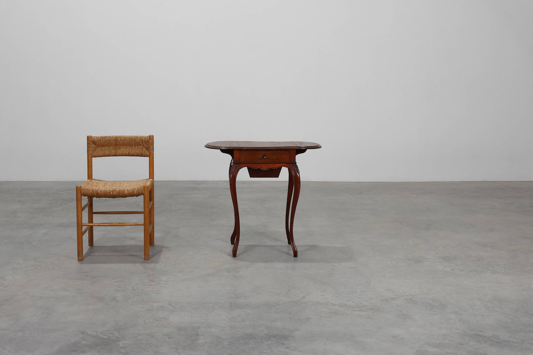 Late 19th‑Century French Louis XV Style Walnut Side Table with Drawer and S