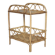 Vintage rattan serving table, two-tier side table.