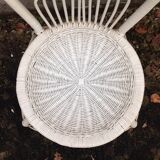 Emmanuelle-style white rattan peacock chair