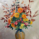 Painting "Flowers in vase" signed M. Saulo, circa 1950 frame