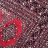 Handmade vintage rug Uzbek Bukhara 94cm x 163cm 1970s