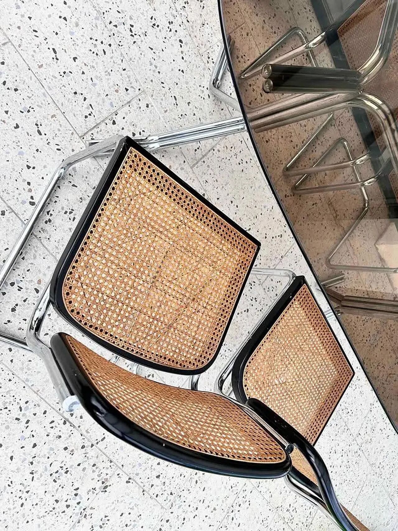 Table with 4 Cesca chairs by Marcel Breuer for Gavina, 1960s