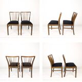 Lot de 2 chaises vintage Mid-Century dossier à barreaux bois massif design