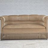 1950s, Danish 2-seater sofa, furniture velour, teak wood legs.