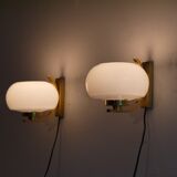 1970 brass and glass sconces pair