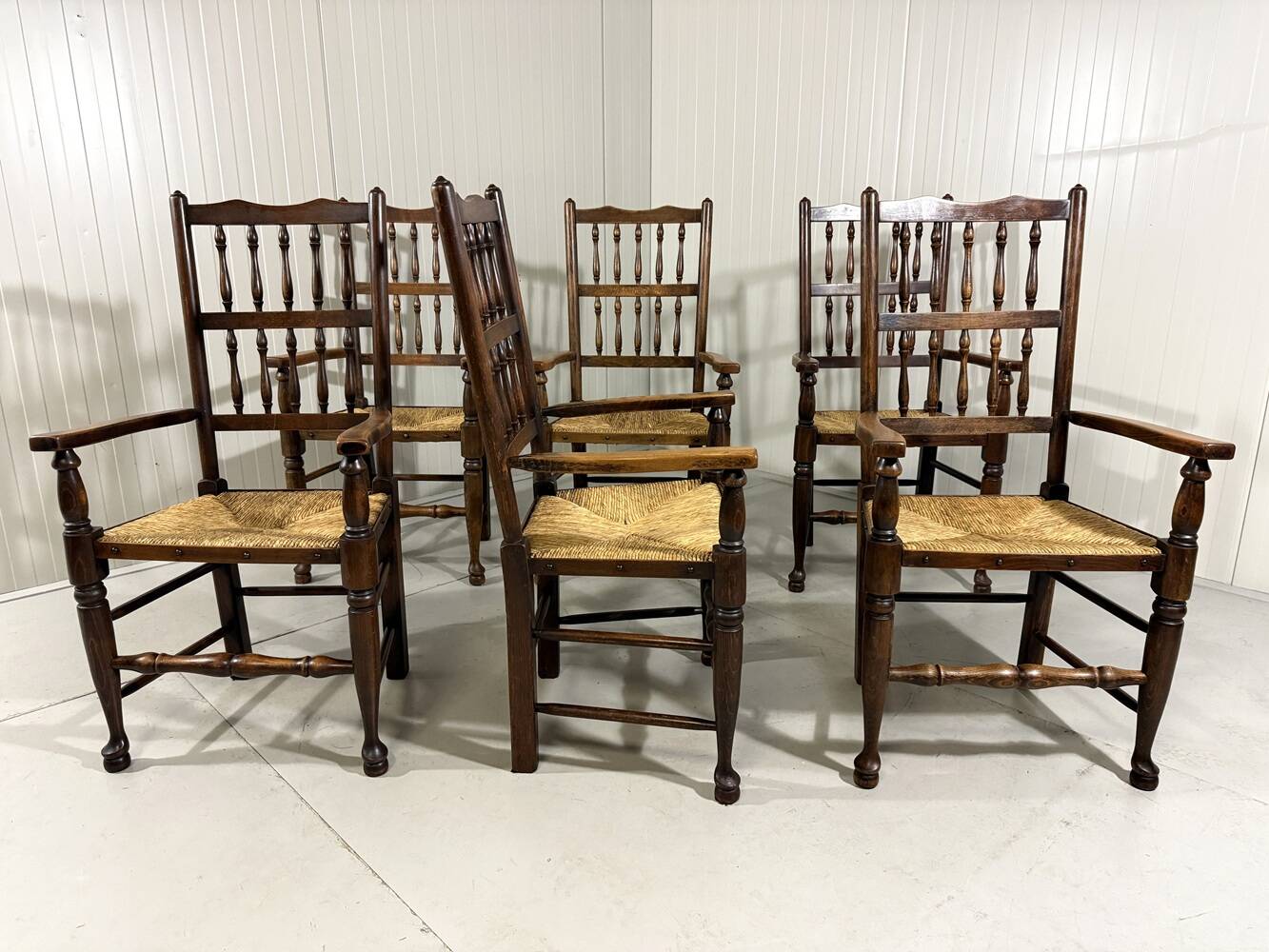 Lancashire spindleback dining arm chairs 1900's