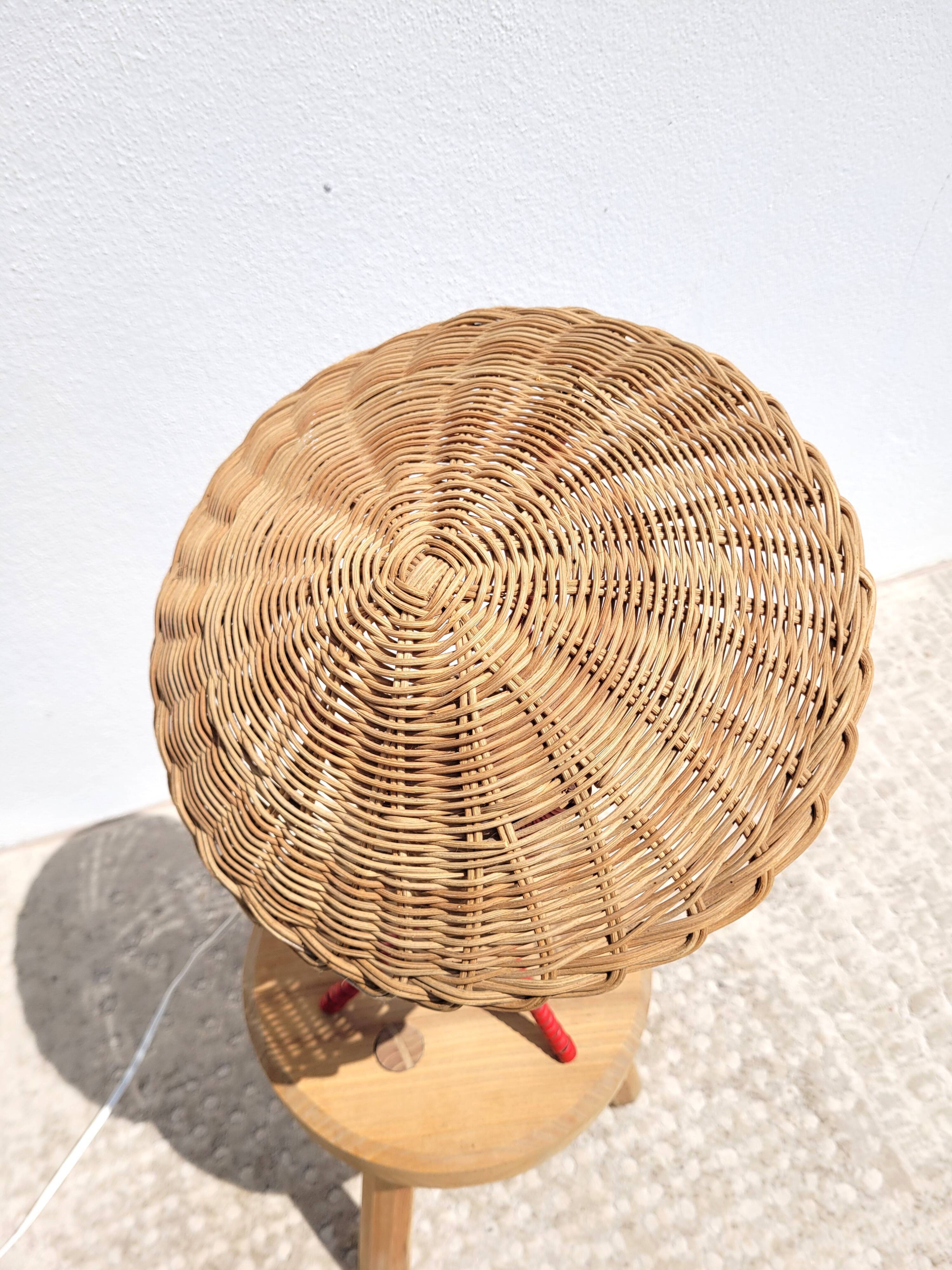 Rattan lamp scoubidou 1960