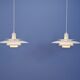 Set of 2 danish hanging lamps in white and off white by Lyskaer, 1970s
