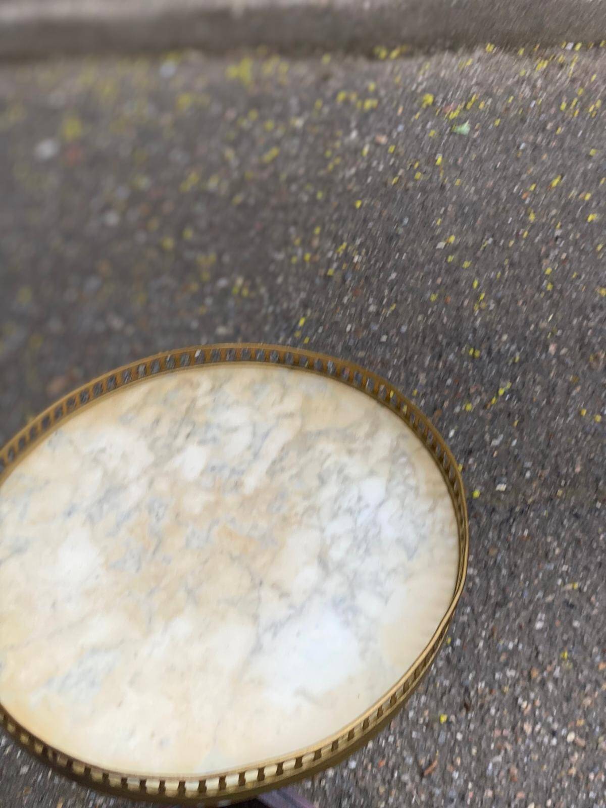 Tripod marble guéridon in gilded Louis XVI style.