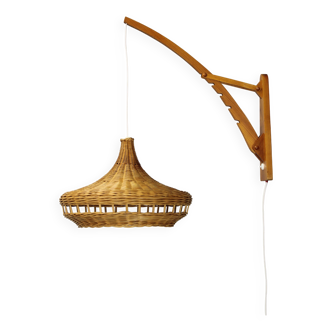 Lampe murale en bois des années 1960 par Pokrok Zilina, Tchécoslovaquie