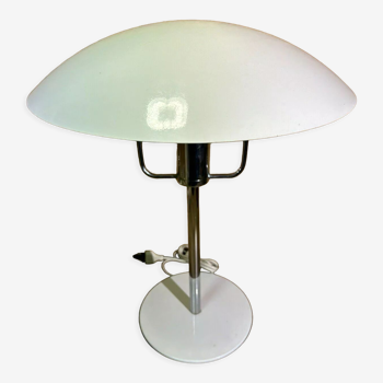 Lampe vintage, métal blanc et chromé, champignon, édition sce, années 70'