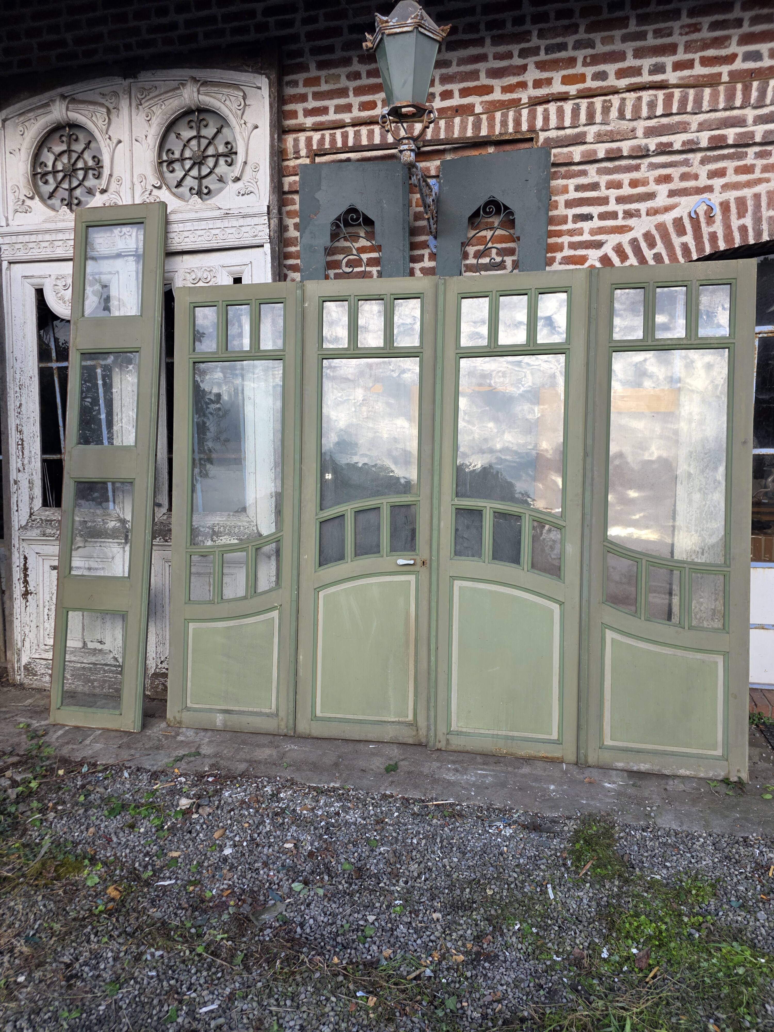 4 Art Nouveau partition doors + transom