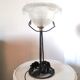 Vintage lamp frosted basin foot with floral decoration design 60s - 70s